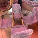 Mesa Redonda de Cristal Templado +4 sillas acolchadas